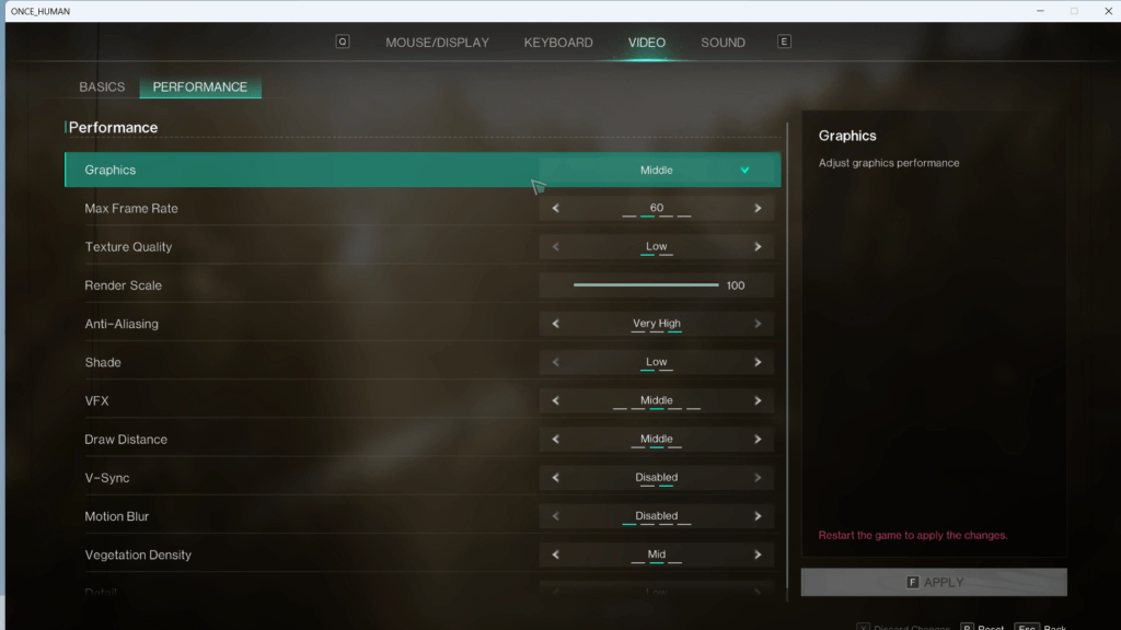 best fps settings to boost FPS in Once human